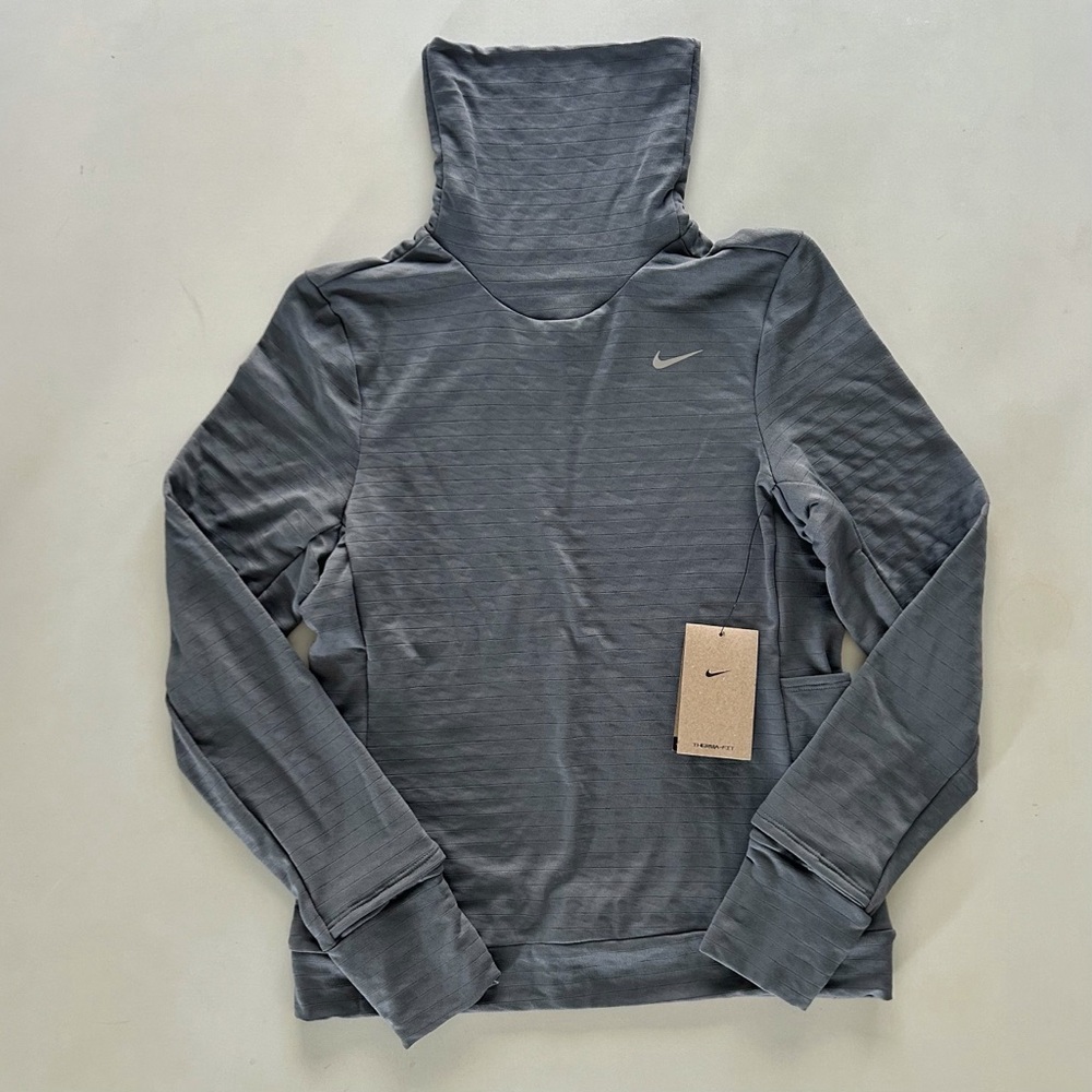 Nike Therma-FIT Slate Gray Turtleneck Running Pullover Thumbholes NWT XS Winter
